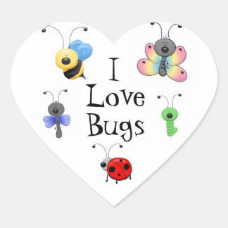 I Liebe Bugs Heart Shaped Sticker