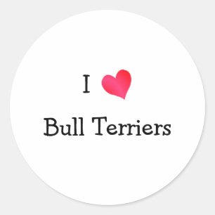 I Liebe Bull Terrier Runder Aufkleber