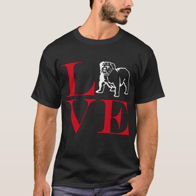I Liebe Bulldogs - Dunkles farbiges T-Shirt (Vorderseite)