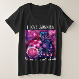 I Liebe Bunnies Whimsical Bunny Painting Art Pink Große Größe T-Shirt