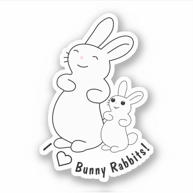 I Liebe Bunny Rabbits Aufkleber (Vorderseite)