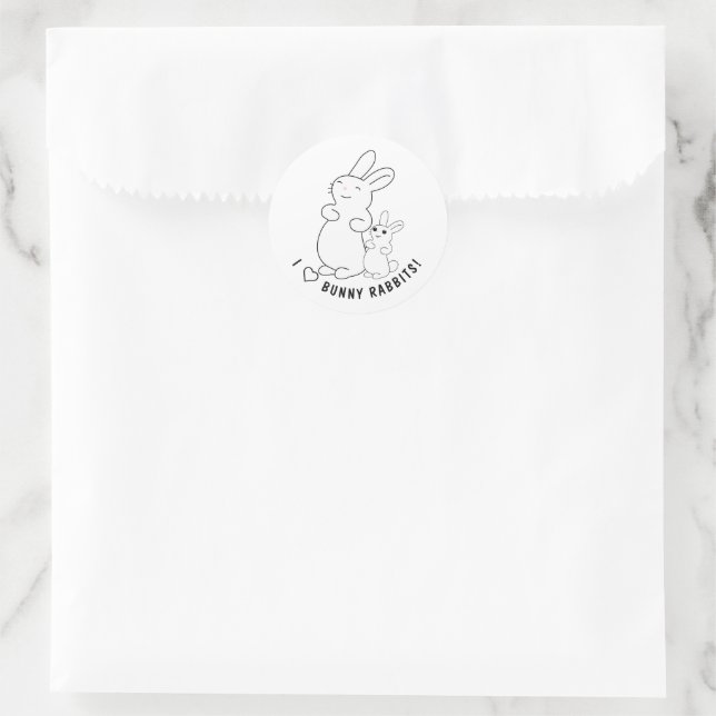 I Liebe Bunny Rabbits Runder Aufkleber (Tasche)