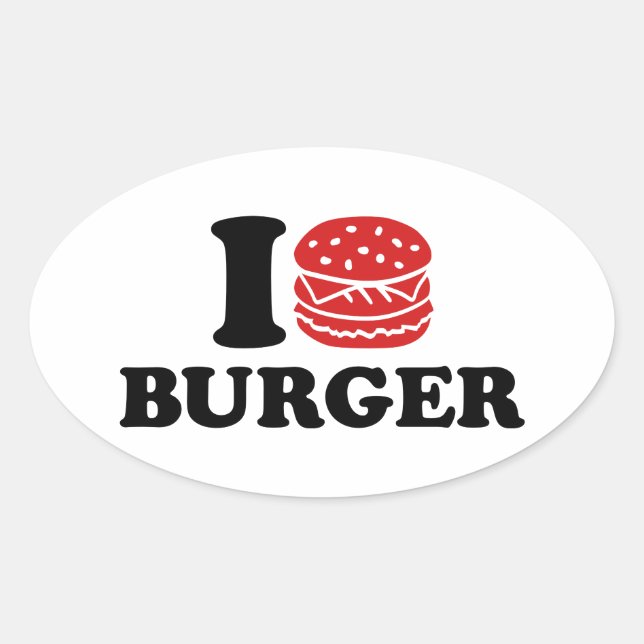 I Liebe Burger Ovaler Aufkleber (Vorderseite)