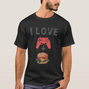 I Liebe Burger und Gaming Retro Cheeseburger Gamer T-Shirt