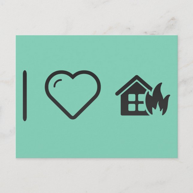I Liebe Burning Zuhause Postkarte (Vorderseite)