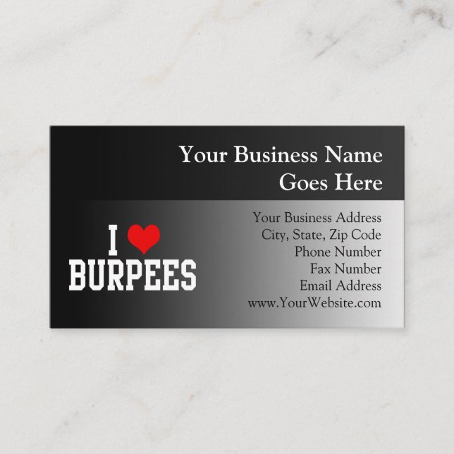 I Liebe Burpees, Fitness Visitenkarte (Vorderseite)