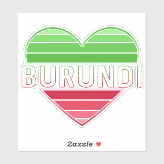 I Liebe Burundi, Burundisches Flaggenherz Aufkleber (Blatt)