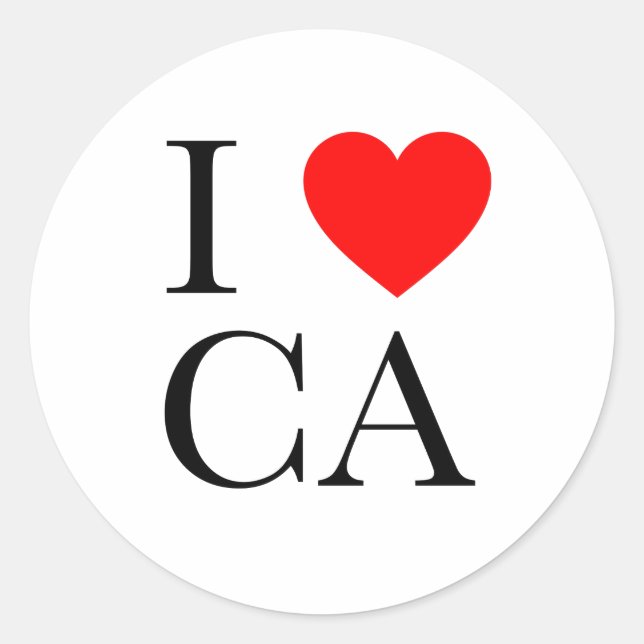 I LIEBE CA RUNDER AUFKLEBER (Vorderseite)