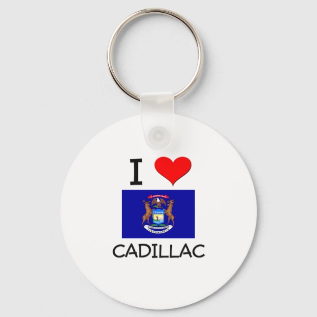 I Liebe Cadillac Michigan Schlüsselanhänger (Vorderseite)