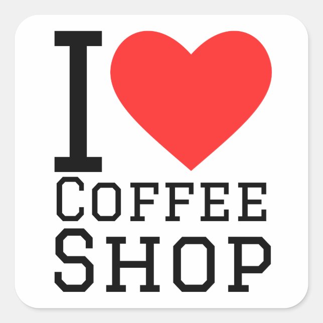 I Liebe Café Quadratischer Aufkleber (Vorderseite)