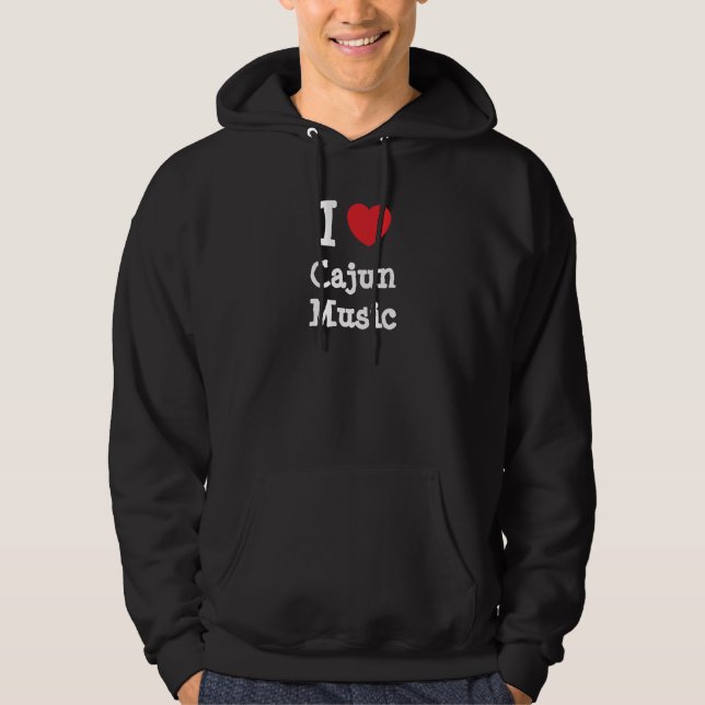 I Liebe Cajun Musikherz personalisiert Hoodie (Vorderseite)