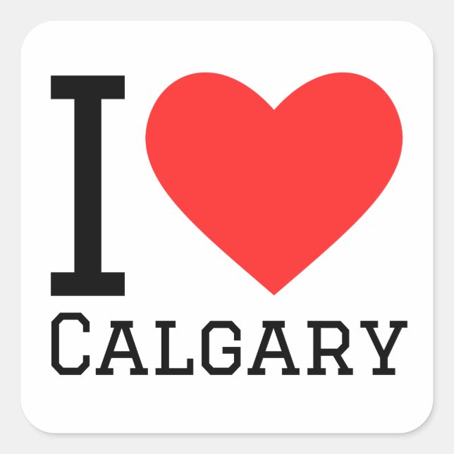I Liebe Calgary Quadratischer Aufkleber (Vorderseite)