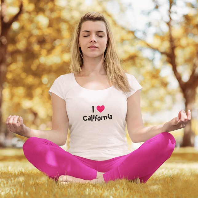 I Liebe California Hot Pink Heart T-Shirt (Pale Pink Tee)