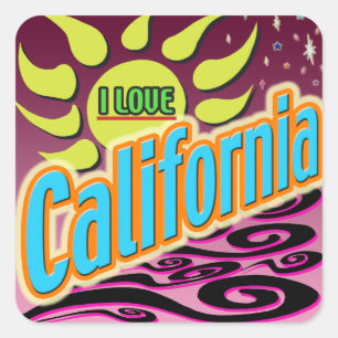 "I LIEBE California" Night Sunshine" Sticker! Quadratischer Aufkleber