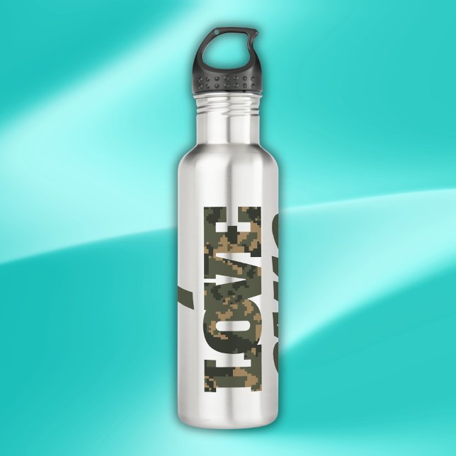 I Liebe Camouflage Green Brown | Edelstahlflasche (Von Creator hochgeladen)