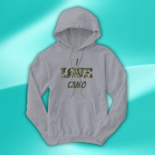 I Liebe Camouflage Green Brown Hoodie