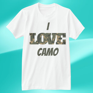 I Liebe Camouflage Green Brown   T-Shirt