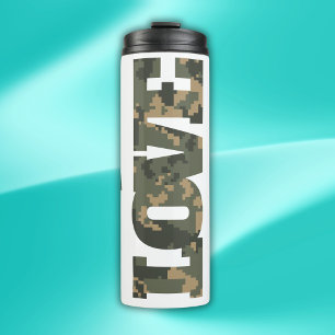 I Liebe Camouflage Green Brown   Thermosbecher