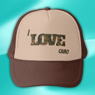 I Liebe Camouflage Green Brown Truckerkappe