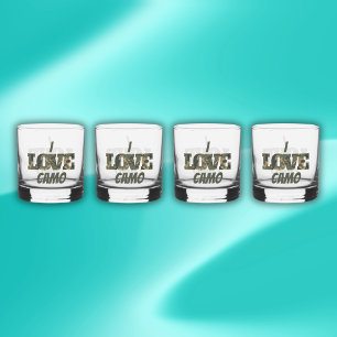 I Liebe Camouflage Green Brown Whiskyglas