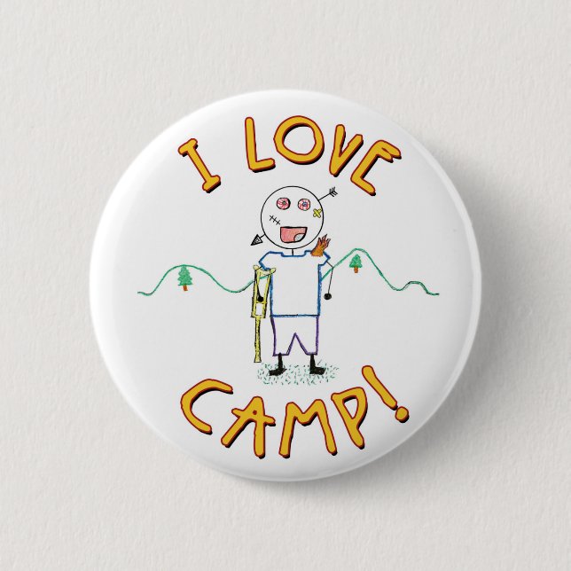 I Liebe Camp - Funny Kids Summer Camp Zeichnend Button (Vorderseite)