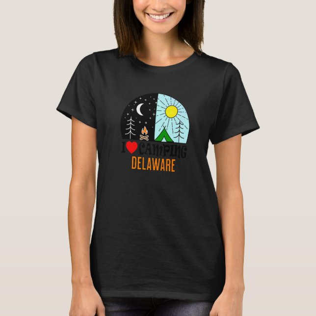 I Liebe Camping Delaware America Outdoor Nature Hi T-Shirt (Vorderseite)