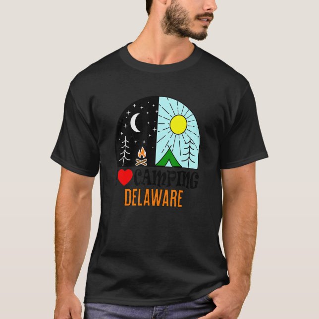 I Liebe Camping Delaware America Outdoor Nature Hi T-Shirt (Vorderseite)