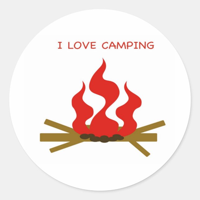 I LIEBE CAMPING RUNDER AUFKLEBER (Vorderseite)