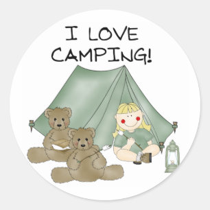 I LIEBE CAMPING RUNDER AUFKLEBER