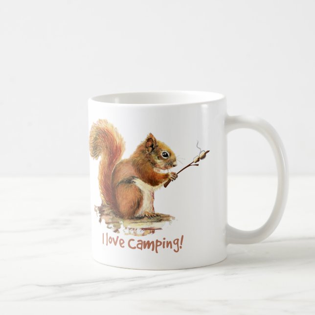 I Liebe CAMPING Spaß Eichhörnchen Süße Tier Zitat Kaffeetasse (Rechts)
