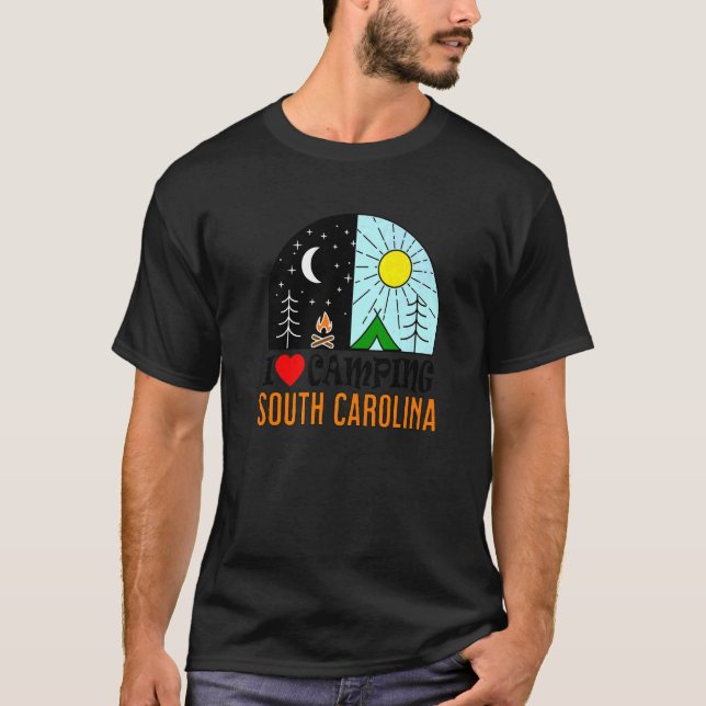 I Liebe Camping Süd Carolina Amerika Außenbereich  T-Shirt (Vorderseite)