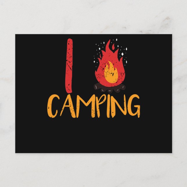 I Liebe Camping Trekking Campfire Brennende Hitze Postkarte (Vorderseite)