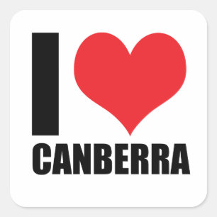 I Liebe Canberra Quadratischer Aufkleber