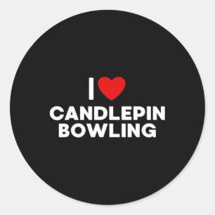 I Liebe Candlepin Bowling T Shirt Runder Aufkleber