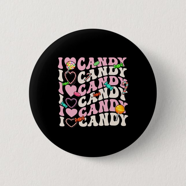 I Liebe Candy Halloween-Party Niedlich Trick oder  Button (Vorderseite)