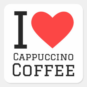 I Liebe Cappuccino Quadratischer Aufkleber