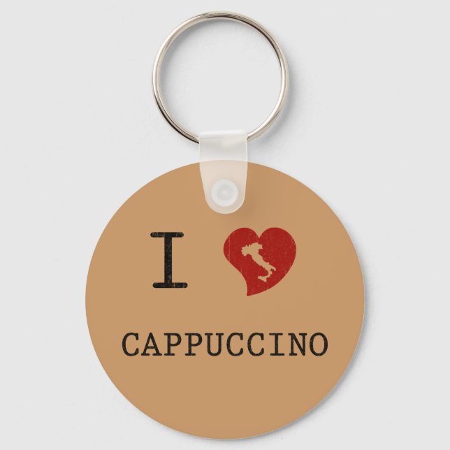 I Liebe Cappuccino Vintag Schlüsselanhänger (Vorderseite)