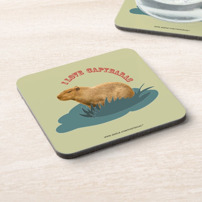 I Liebe Capybaras Cork Untersetzer (Linke Seite)