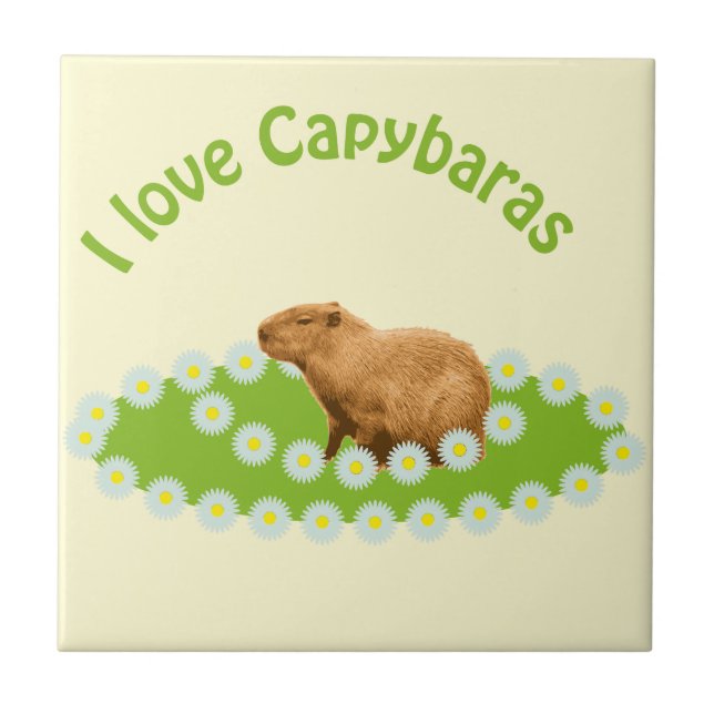 I Liebe Capybaras Fliese (Vorderseite)