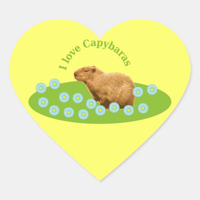 I Liebe Capybaras Herz-Aufkleber (Vorderseite)