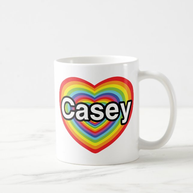 I Liebe Casey: Regenbogenherz Kaffeetasse (Rechts)
