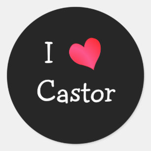 I Liebe Castor Runder Aufkleber