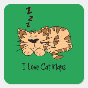 I Liebe Cat Nickerchen, Quadratischer Aufkleber