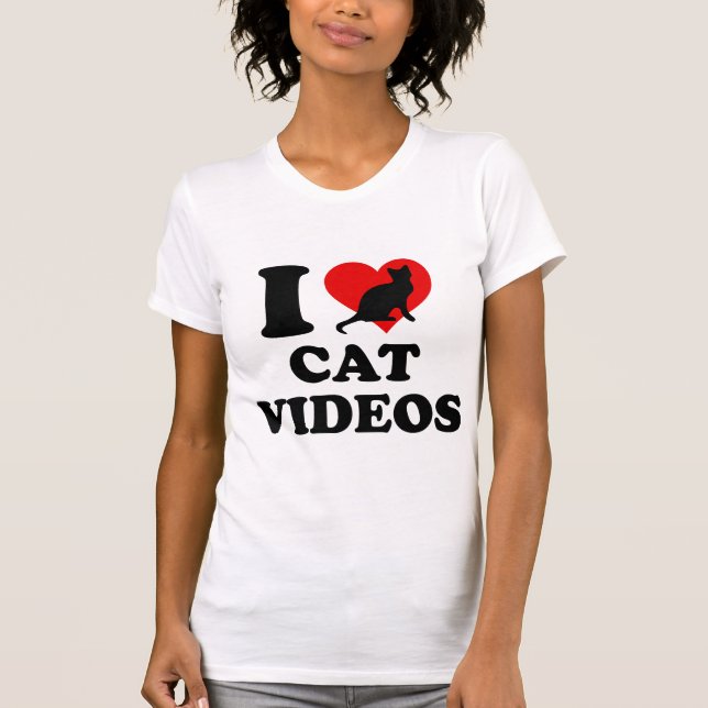 I Liebe Cat Videos T-Shirt (Vorderseite)