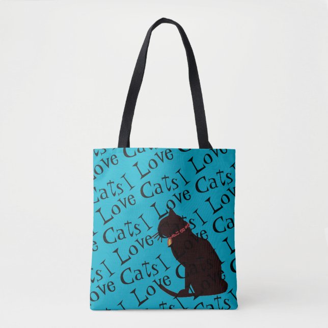 I Liebe Cats Blue Graphic Tasche (Vorderseite)
