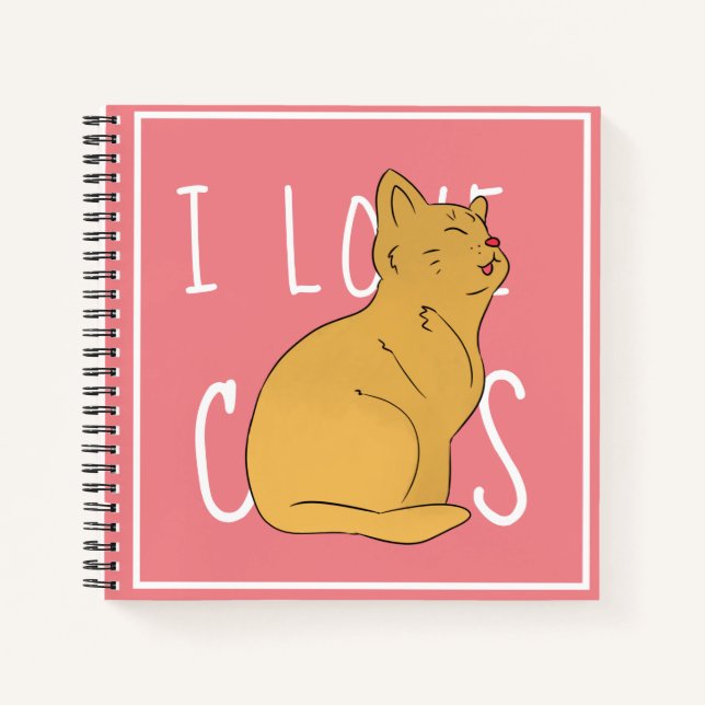I Liebe Cats Einfaches Zeichnend Notebook Notizbuch (Vorderseite)
