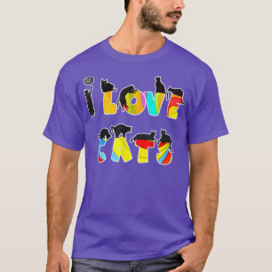 I Liebe Cats Fun Gift T-Shirt, Cat Lover, Dunkel T-Shirt
