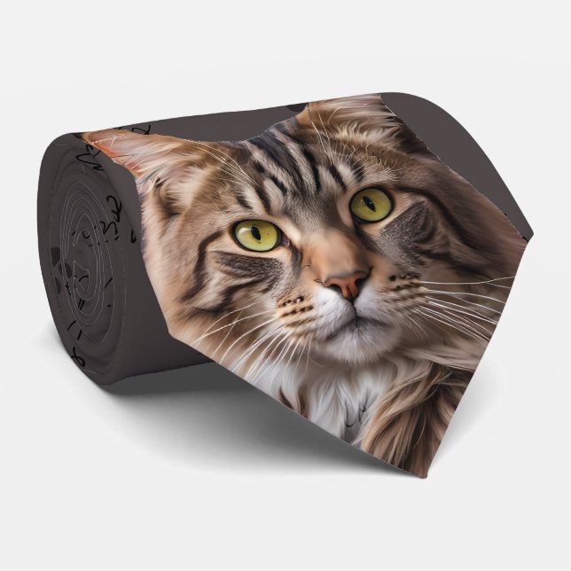 I Liebe Cats Gray Tabby Cat Neck Tie Krawatte (Gerollt)