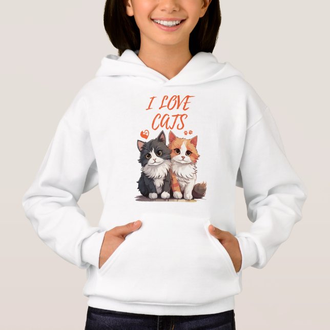 I LIEBE CATS HOODIE (Vorderseite)