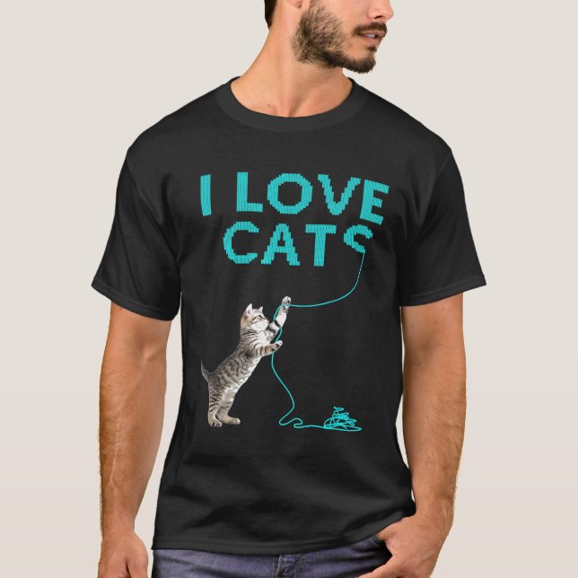I LIEBE CATS I Idea Funny Knitting Crochet Garn Wo T-Shirt (Vorderseite)